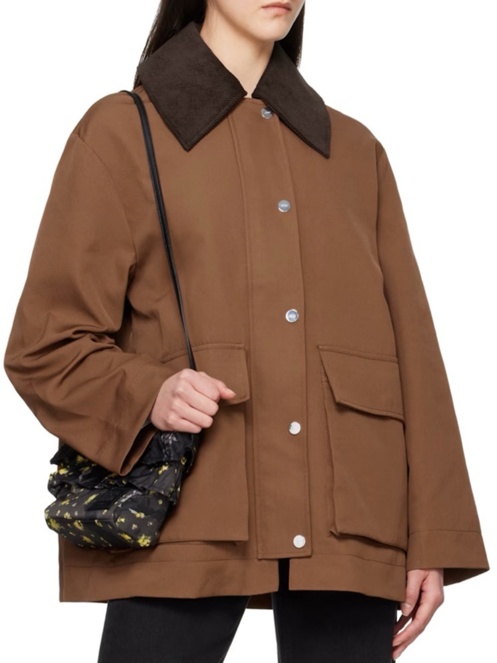 GANNI Brown Twill Jacket - Cinnamon Swirl